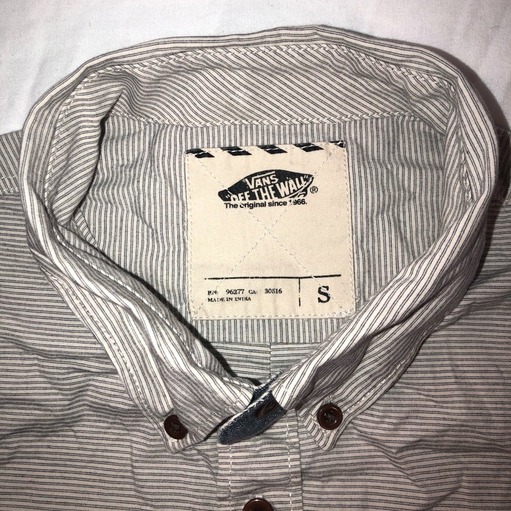 Men’s Vans Striped Long Sleeve Casual Button Up Shirt Size Small Gray - Picture 3 of 7